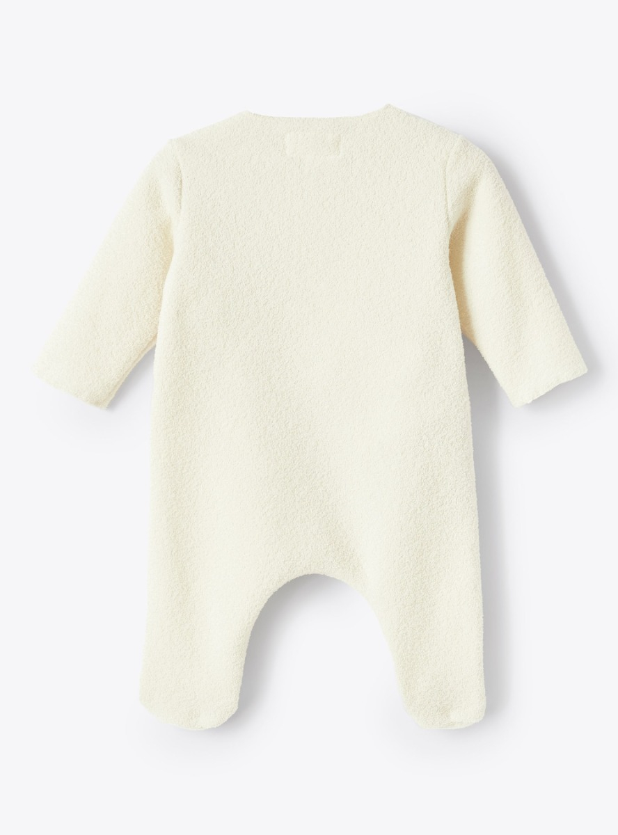 Kimono fleecy terry cloth bodysuit - White | Il Gufo