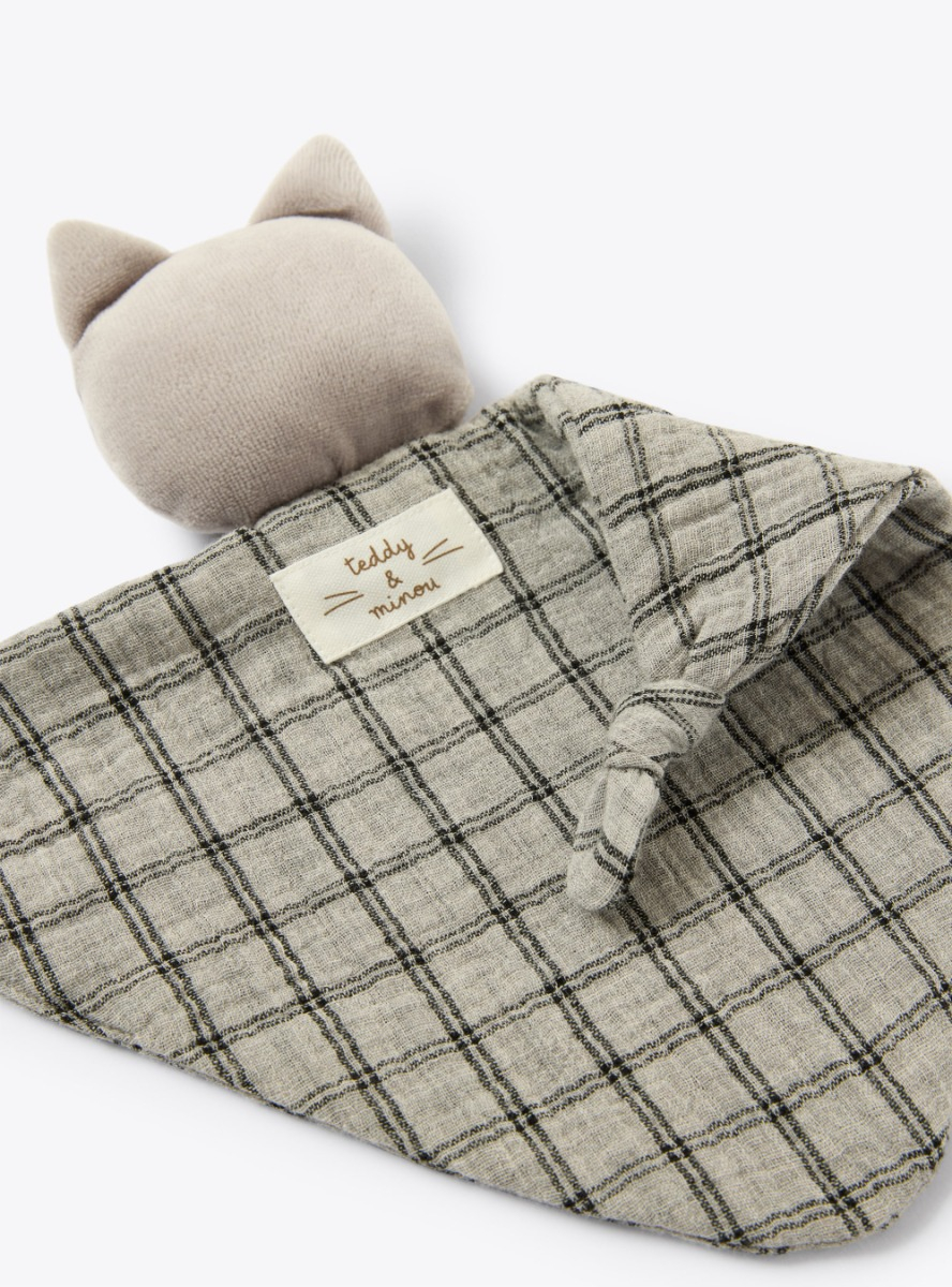 Chenille and gauze comfort blanket - Light blue | Il Gufo