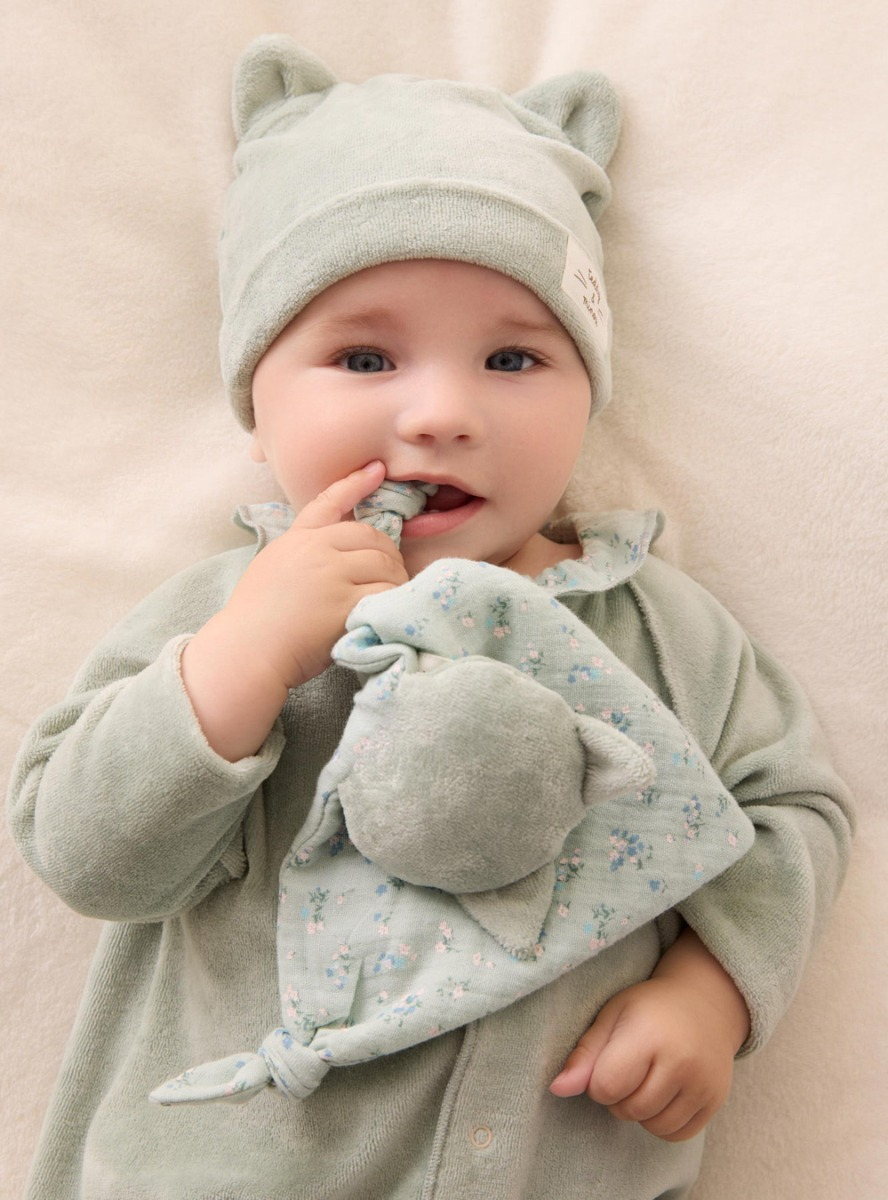 Chenille and gauze comfort blanket - Light blue | Il Gufo
