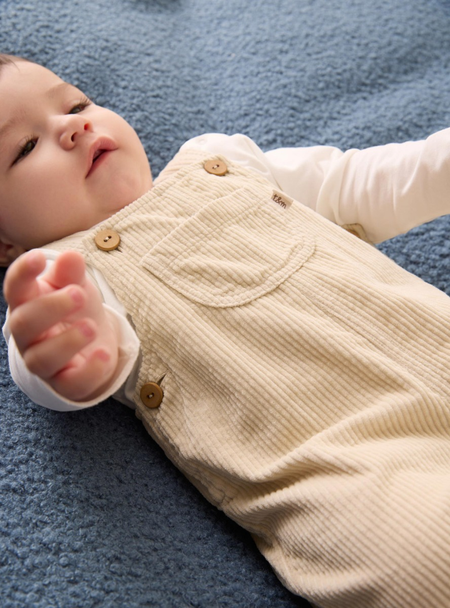 Two-piece set in jersey and upcycled corduroy - Beige | Il Gufo