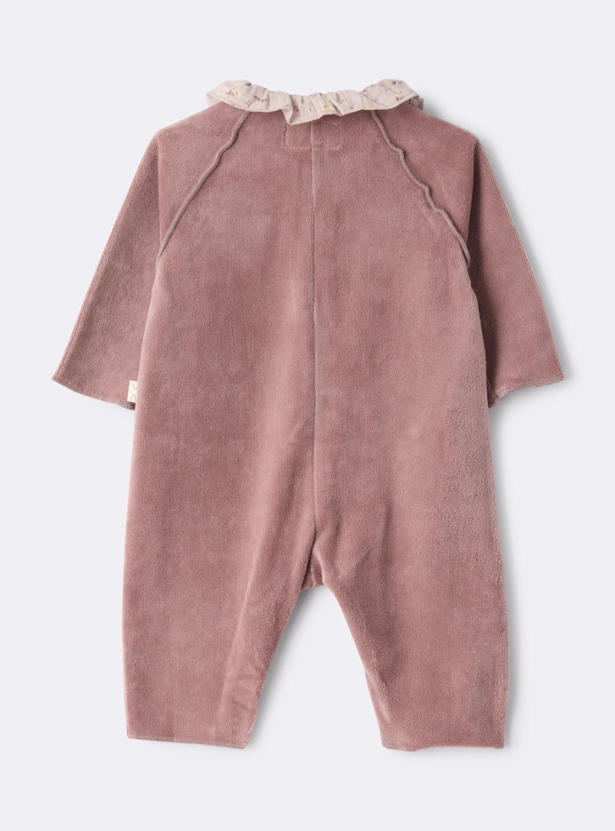 Chenille jumpsuit with ruffles - Violet | Il Gufo