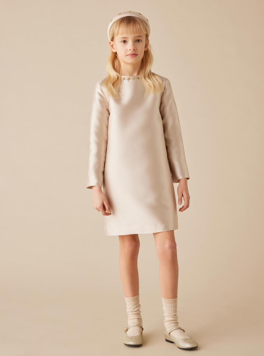 Mikado dress with star embroidery - Dresses - Il Gufo