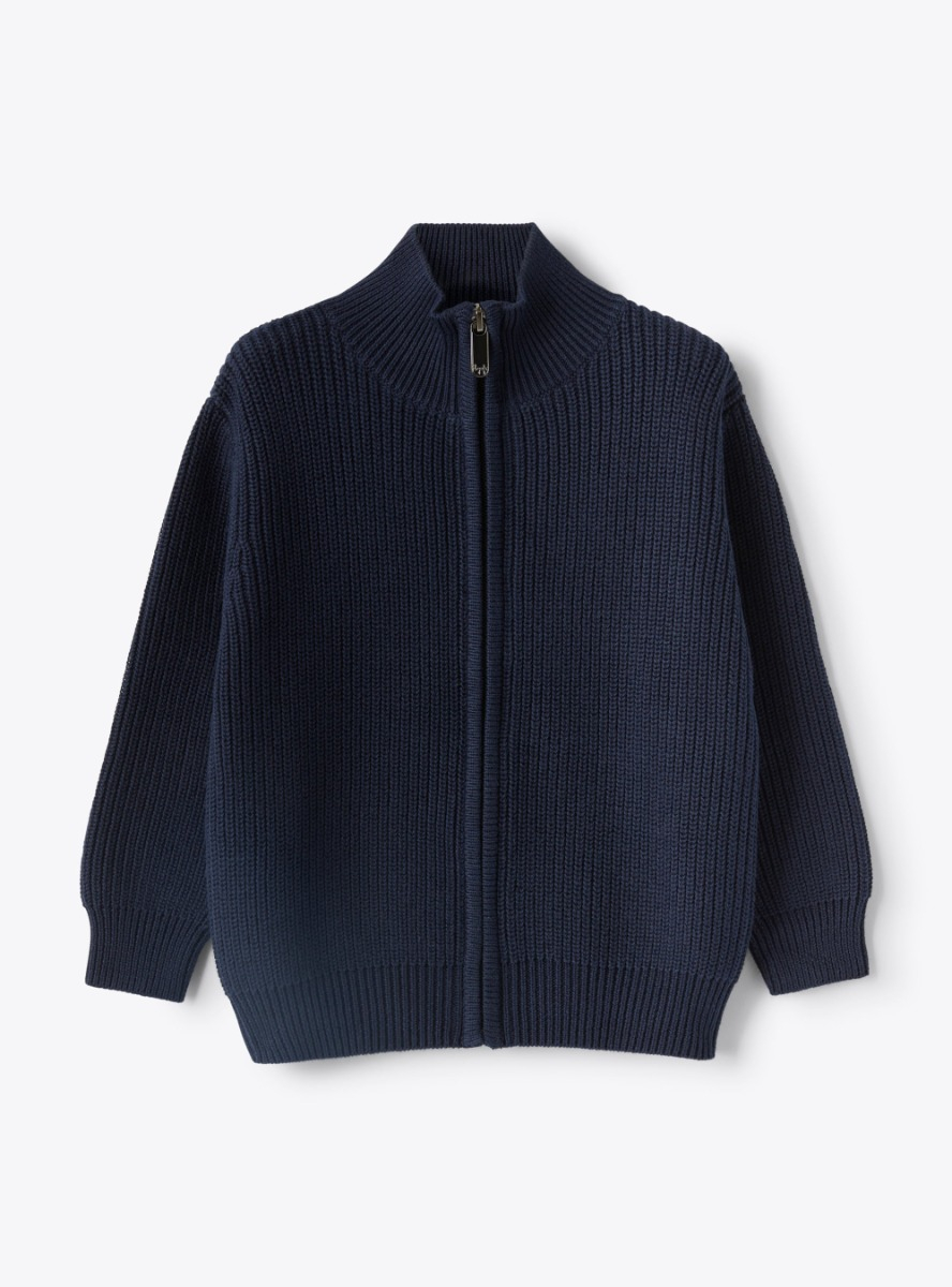 Zip-up organic cotton cardigan - Sweaters - Il Gufo