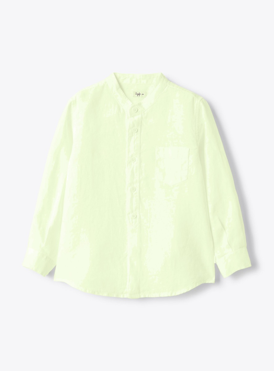 Korean collar shirt in linen - Shirts - Il Gufo