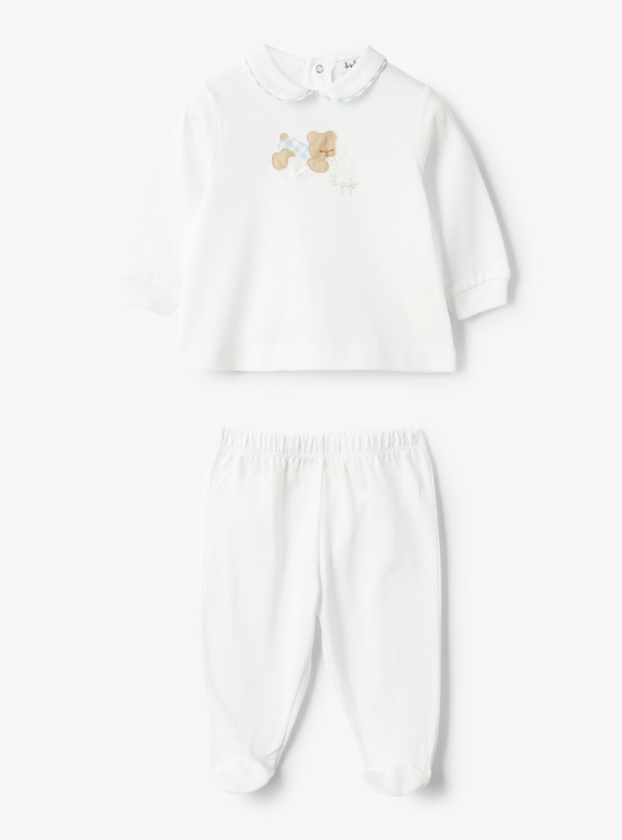 Zweiteiliger Strampler aus Baumwolljersey - Weiss | Il Gufo