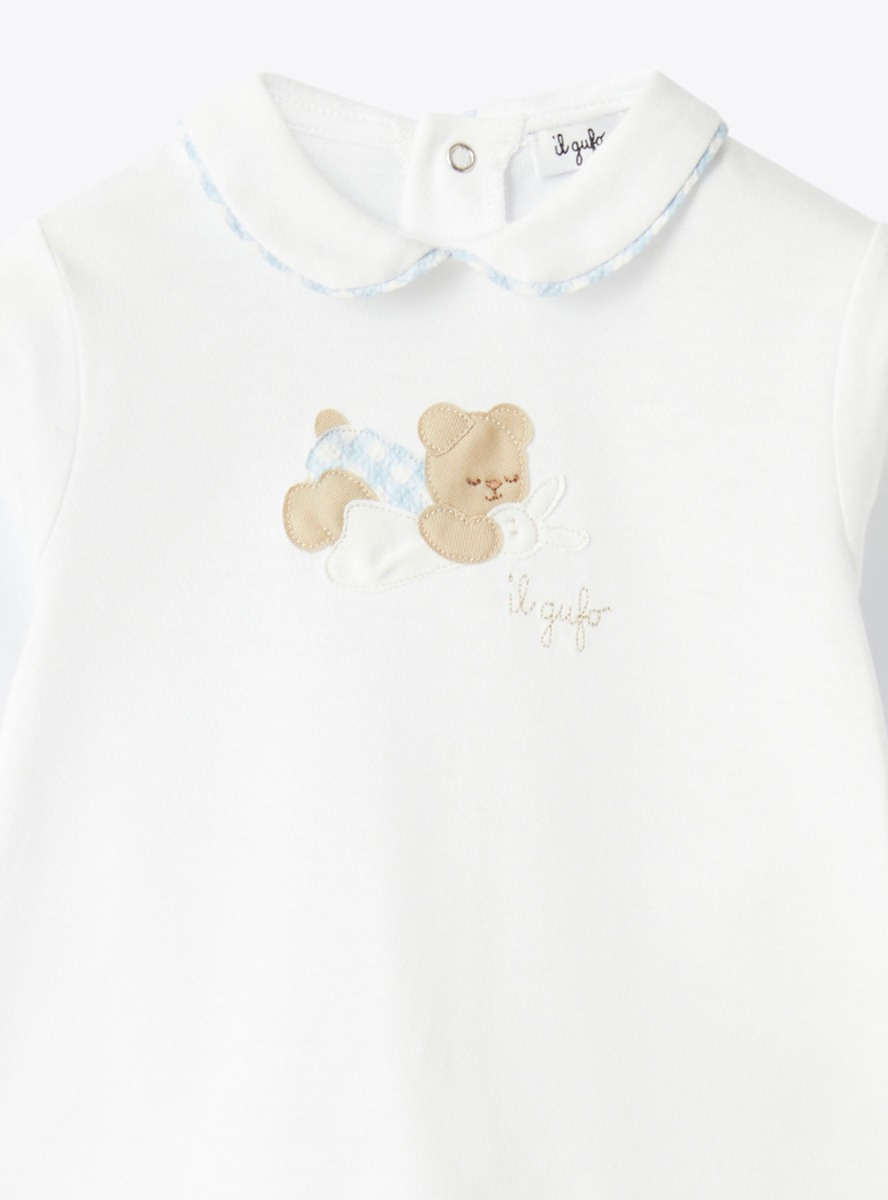Zweiteiliger Strampler aus Baumwolljersey - Weiss | Il Gufo