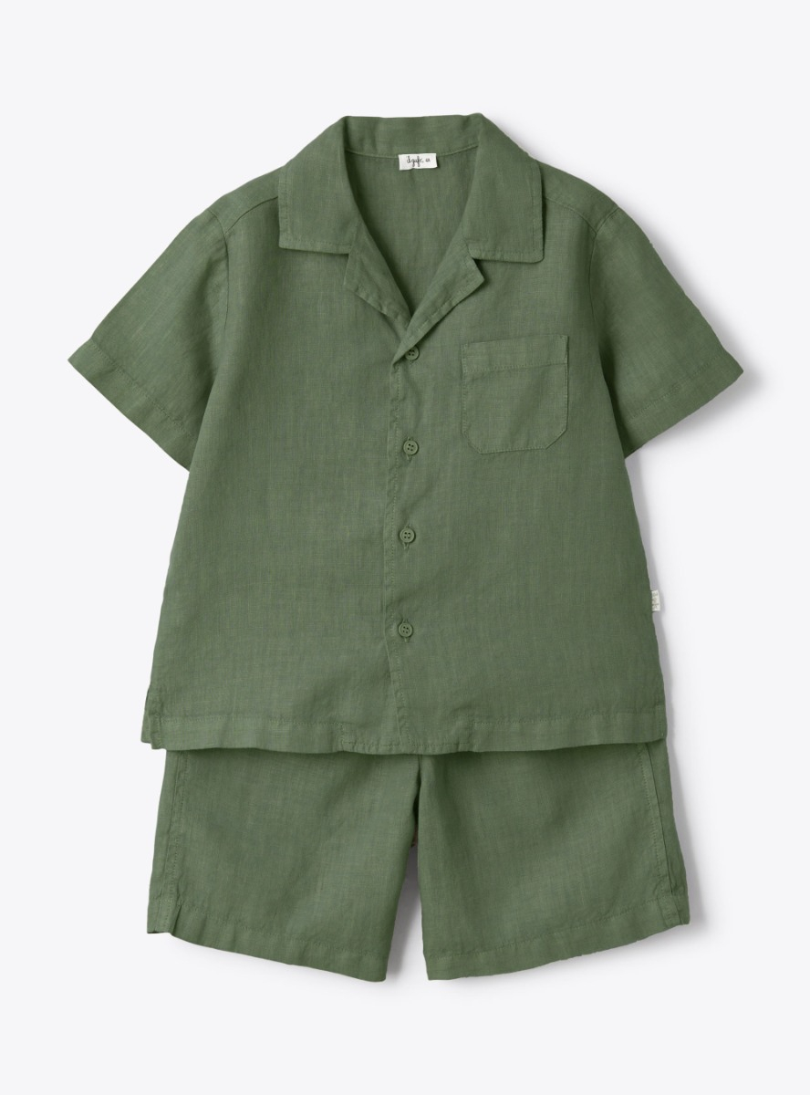 Two-piece linen set - Green | Il Gufo
