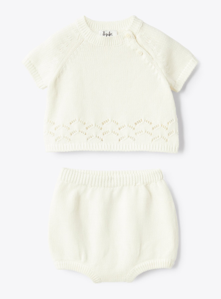 Two-piece organic cotton set - White | Il Gufo