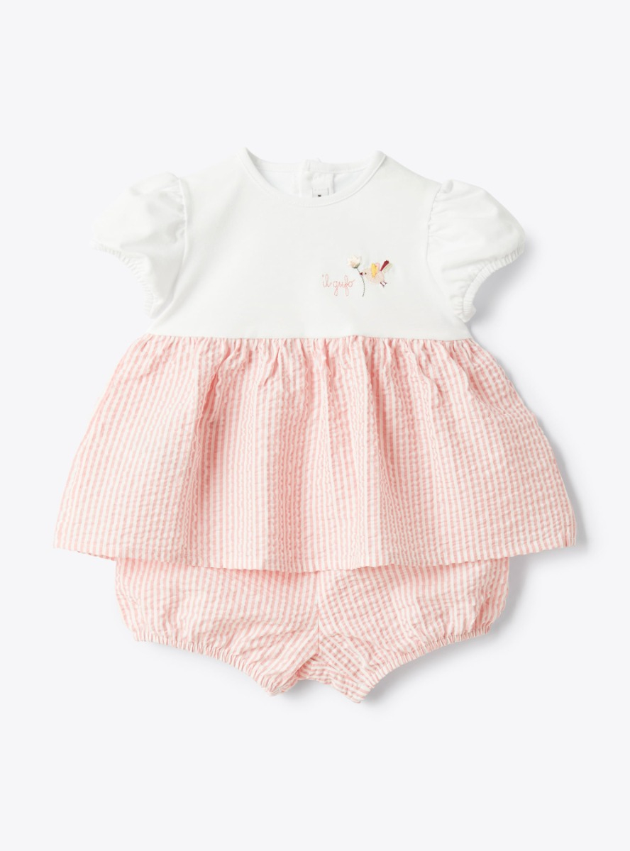 Jersey and seersucker baby set - Two-piece sets - Il Gufo
