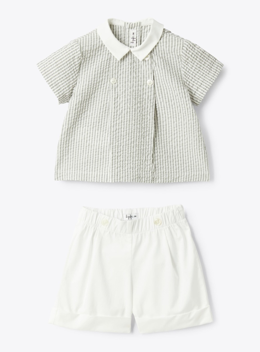 Seersucker and cotton set - Grey | Il Gufo
