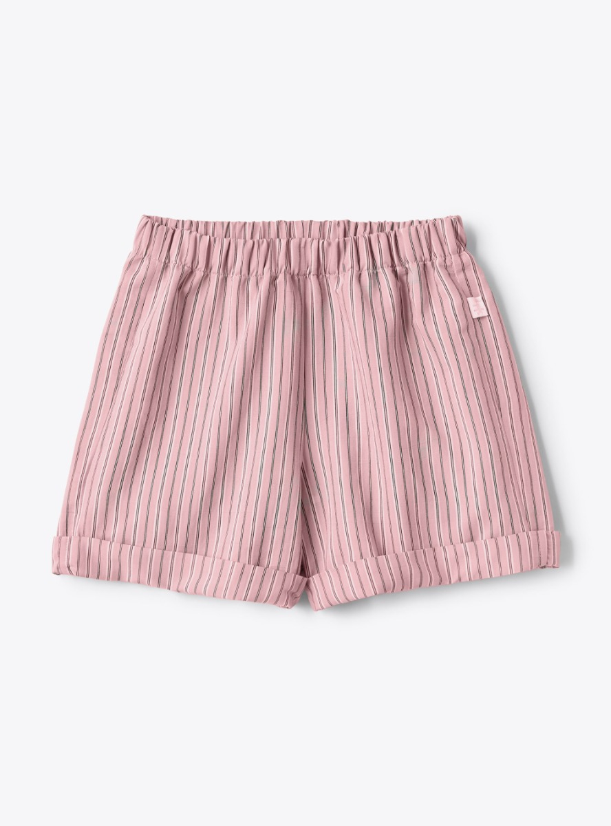 Striped viscose bermuda shorts - Pink | Il Gufo