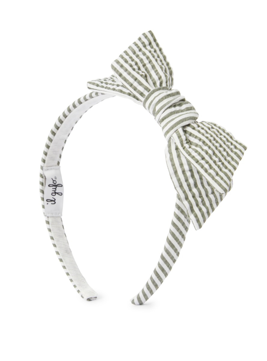 Serre-tête en seersucker avec nœud - Accessoires - Il Gufo