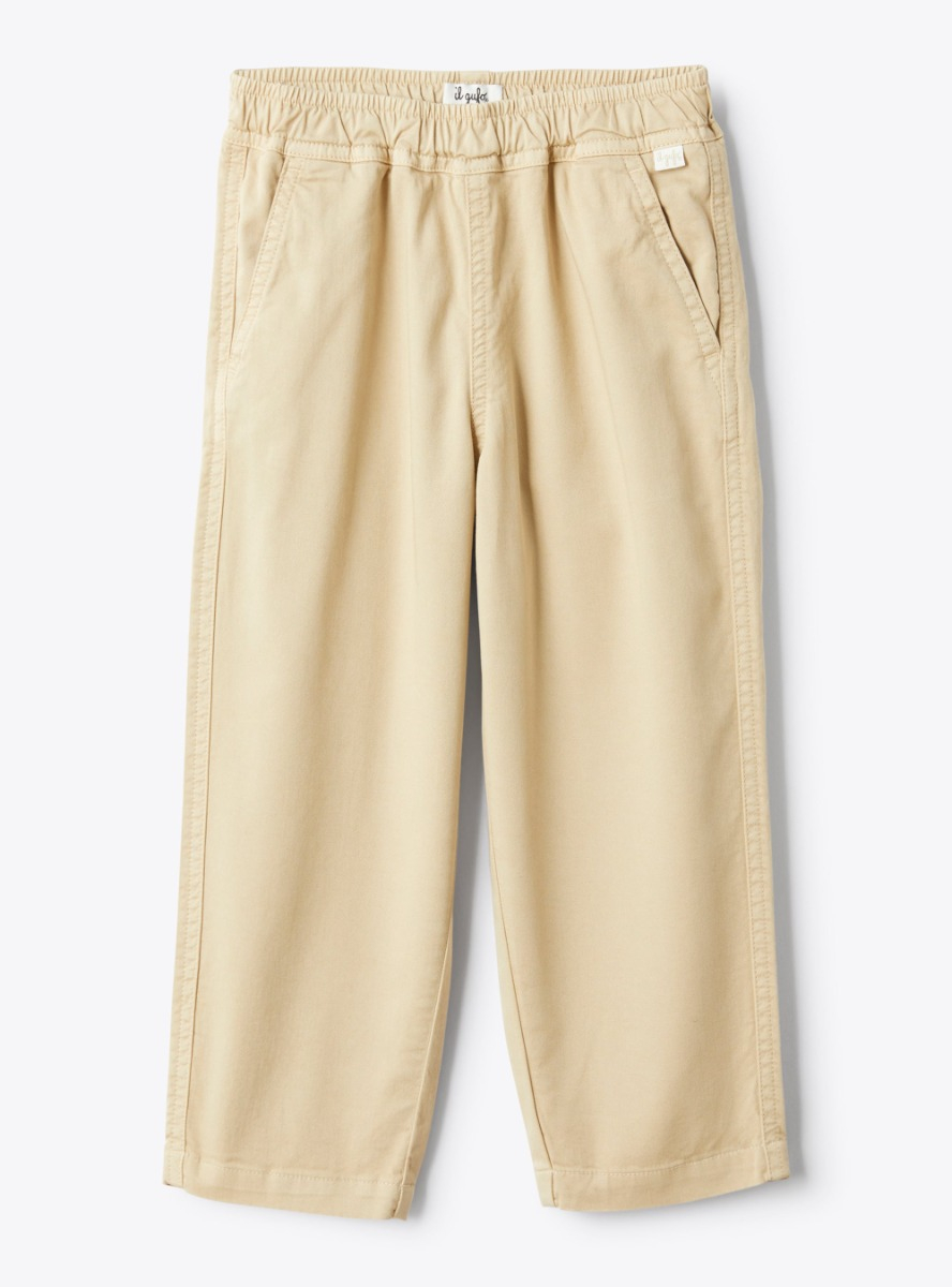 Carrot fit trousers in cotton gabardin - Beige | Il Gufo