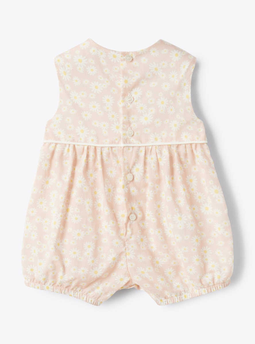 Floral print cotton romper - Pink | Il Gufo