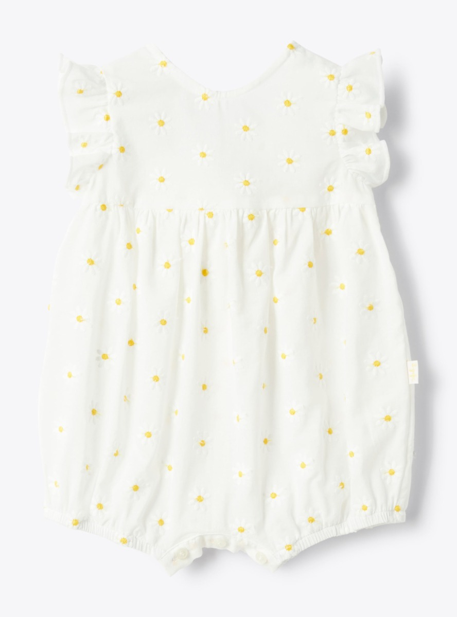 Embroidered muslin romper - Babygrows - Il Gufo