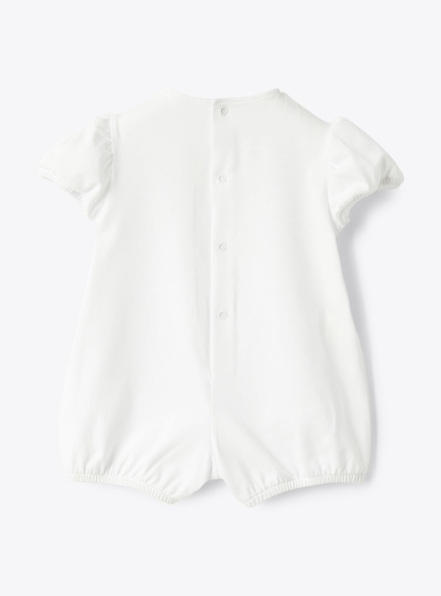Jersey romper with a bow - White | Il Gufo