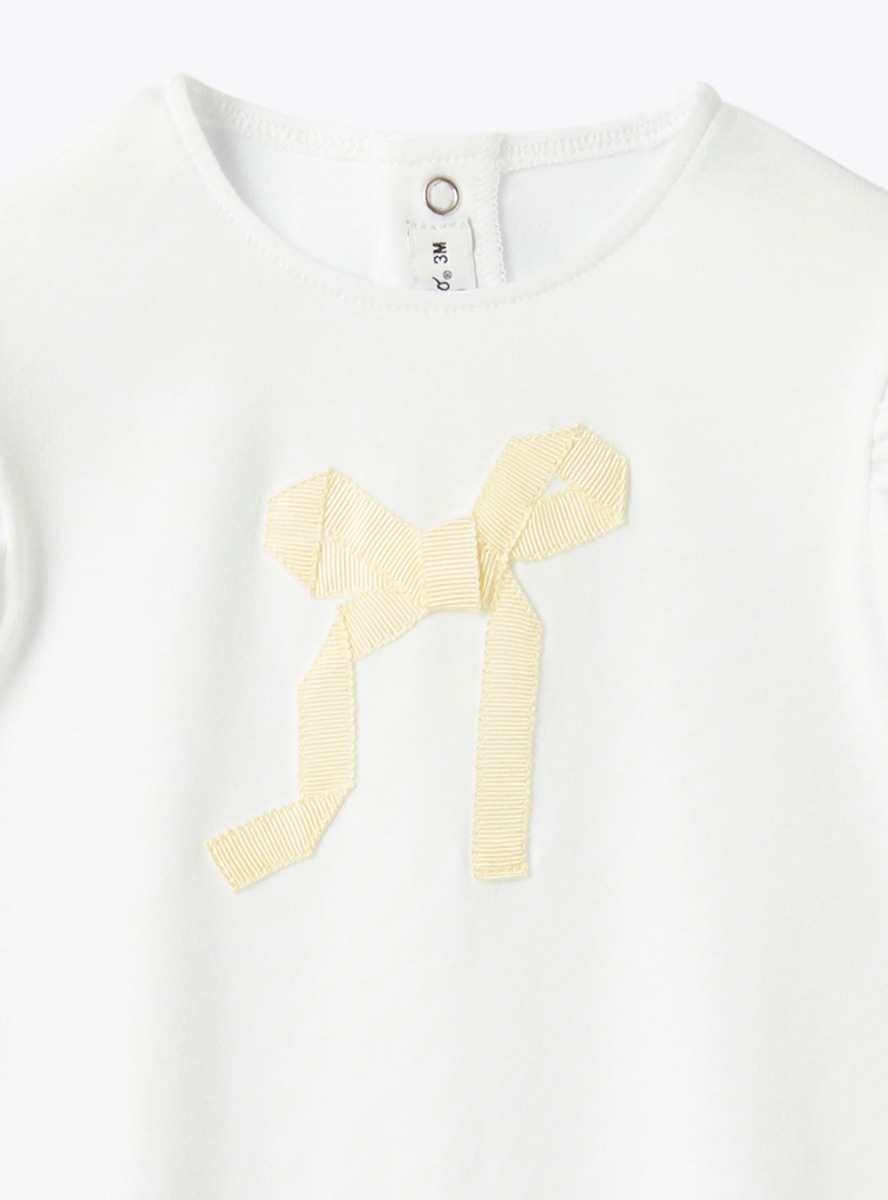 Jersey romper with a bow - White | Il Gufo