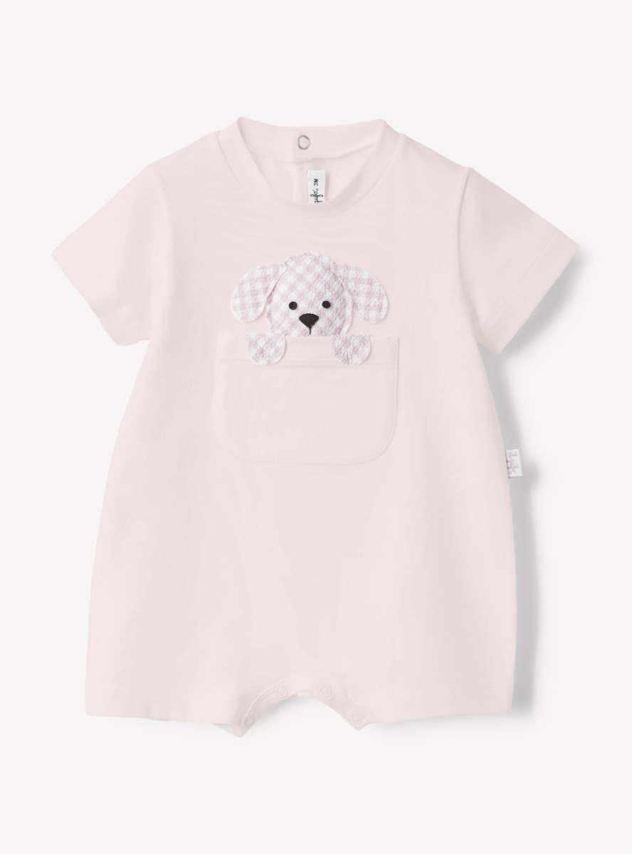 Seersucker romper with a puppy print - Babygrows - Il Gufo
