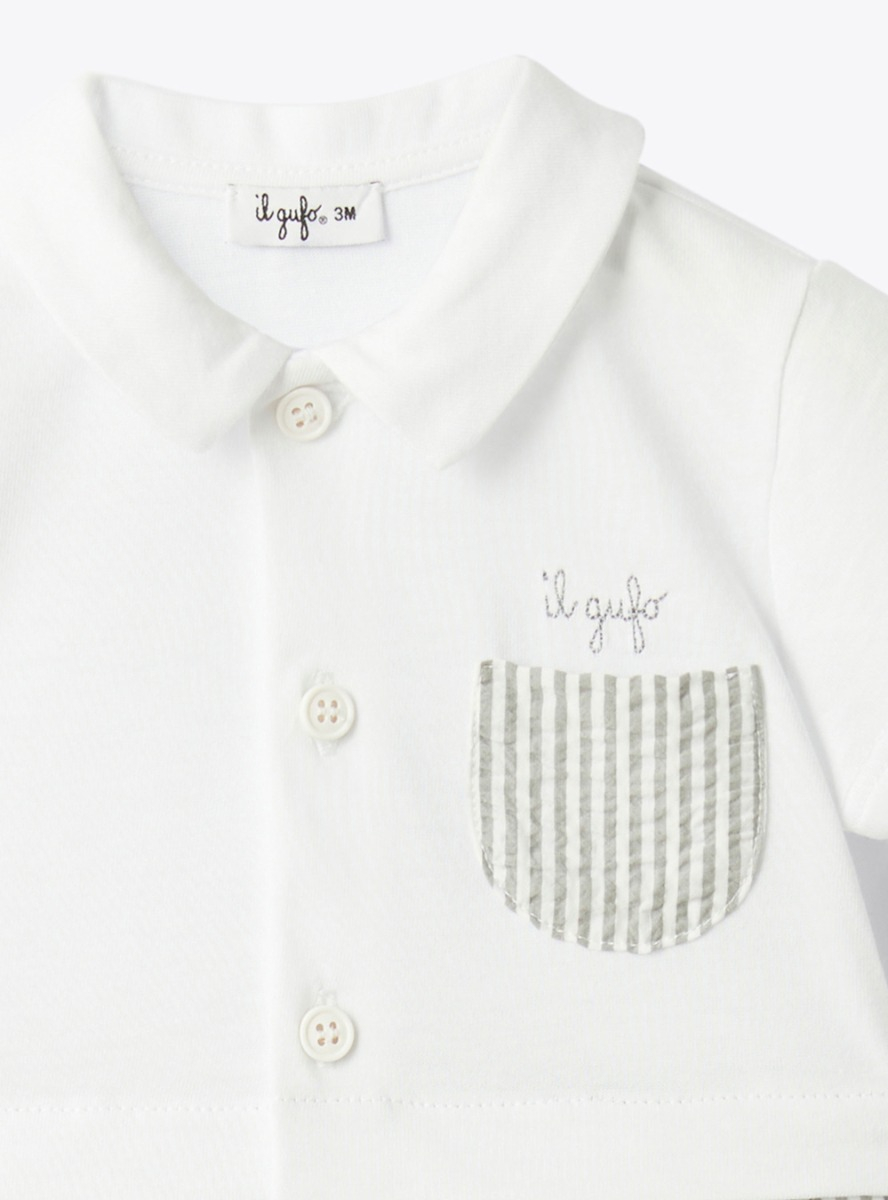 Striped seersucker romper - Grey | Il Gufo