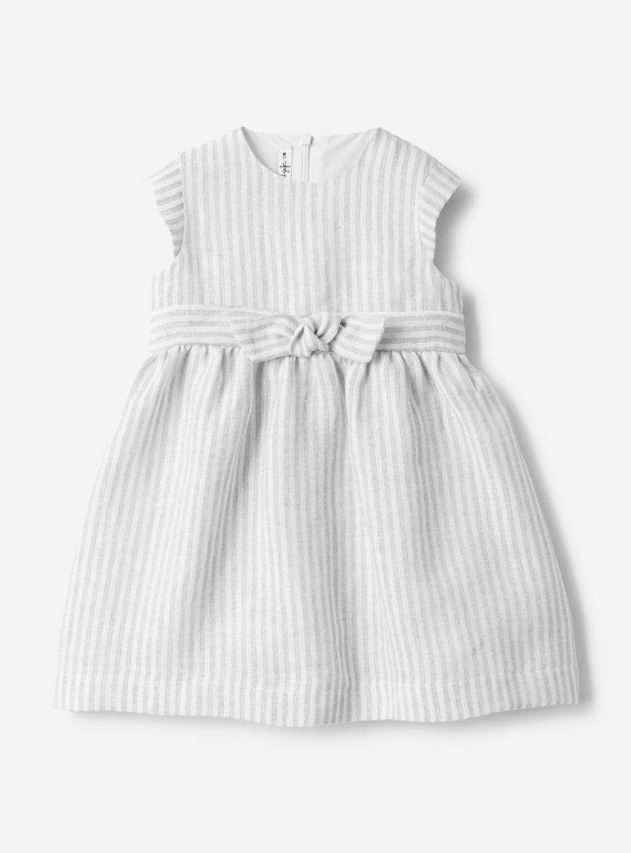 Striped linen dress with belt - Dresses - Il Gufo