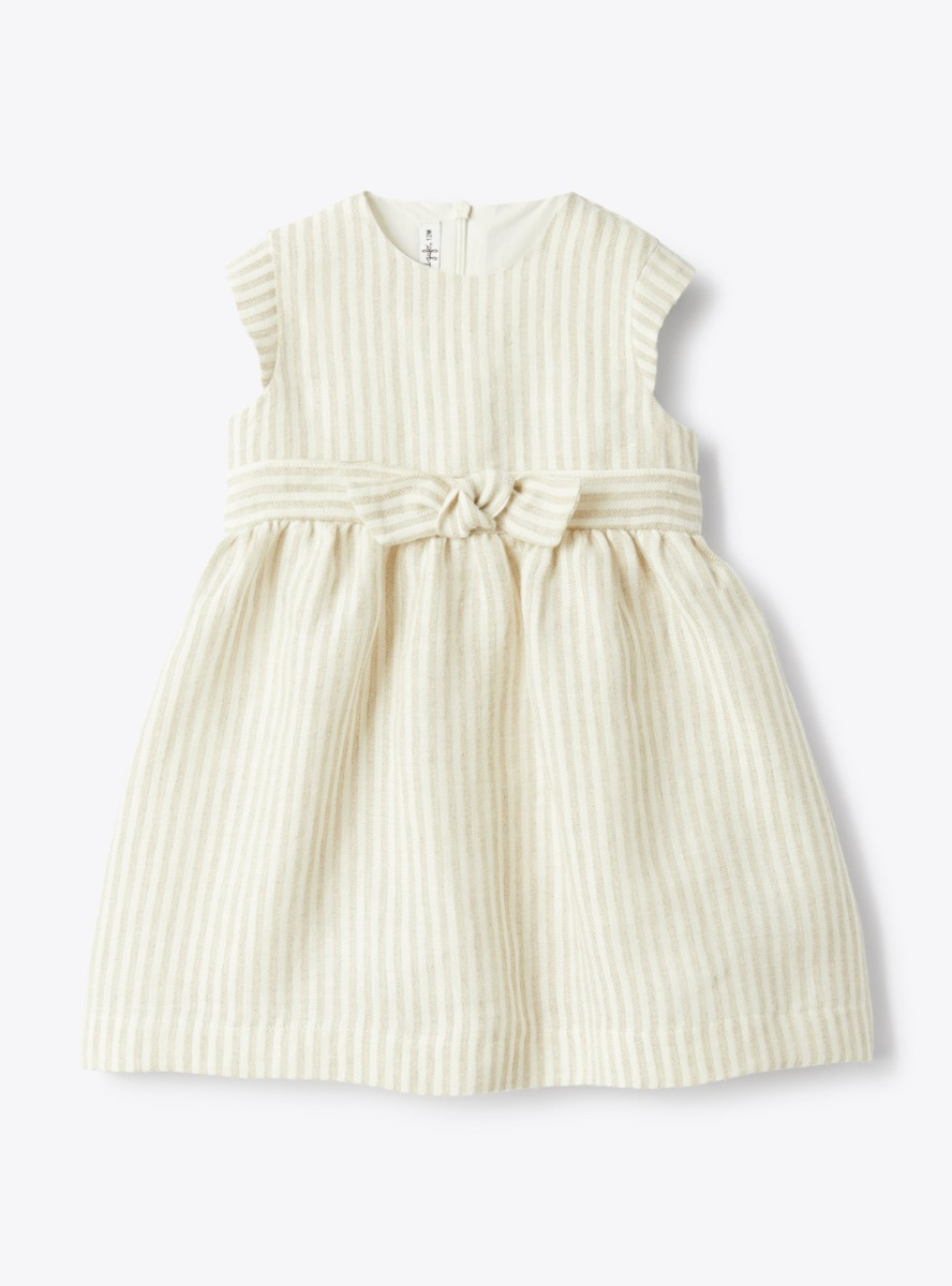 Striped linen dress with belt - Dresses - Il Gufo