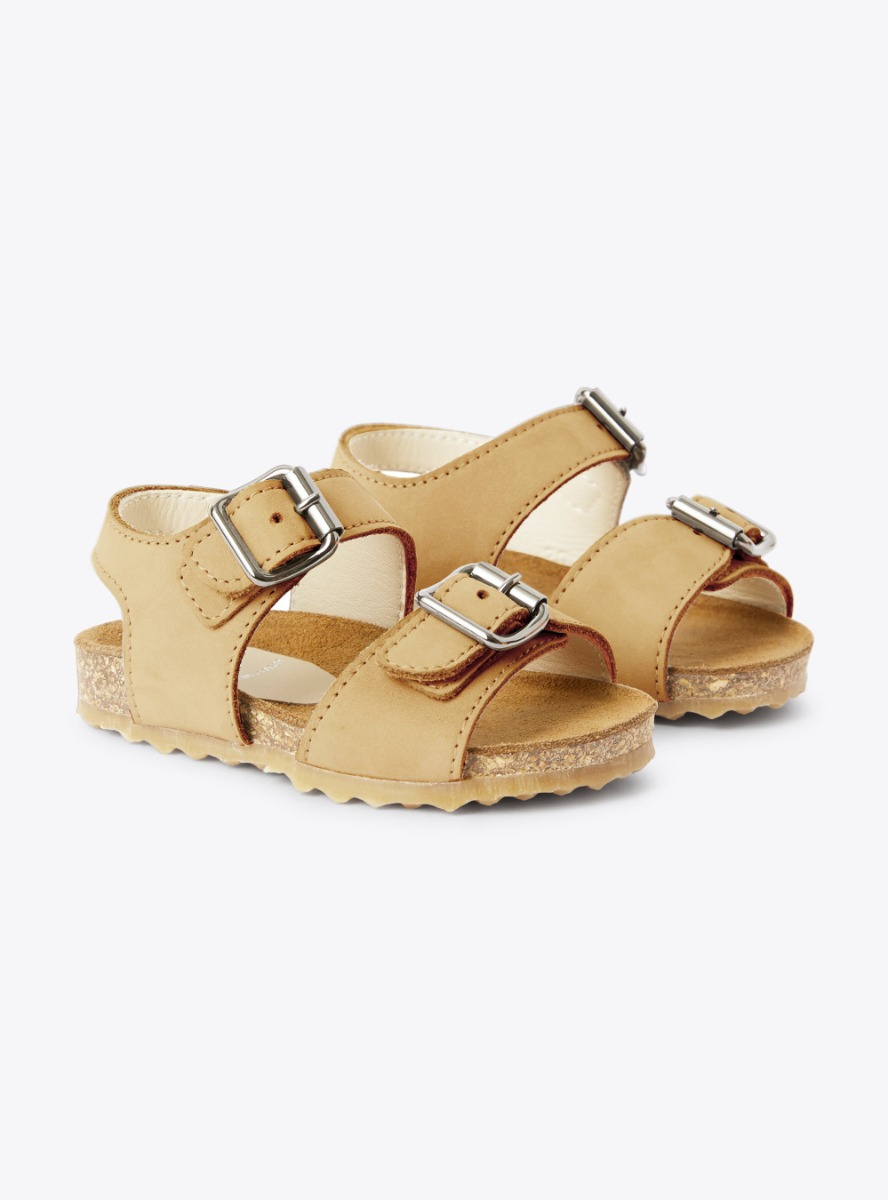 Nubuk-Sandale mit Riemen - Beige | Il Gufo