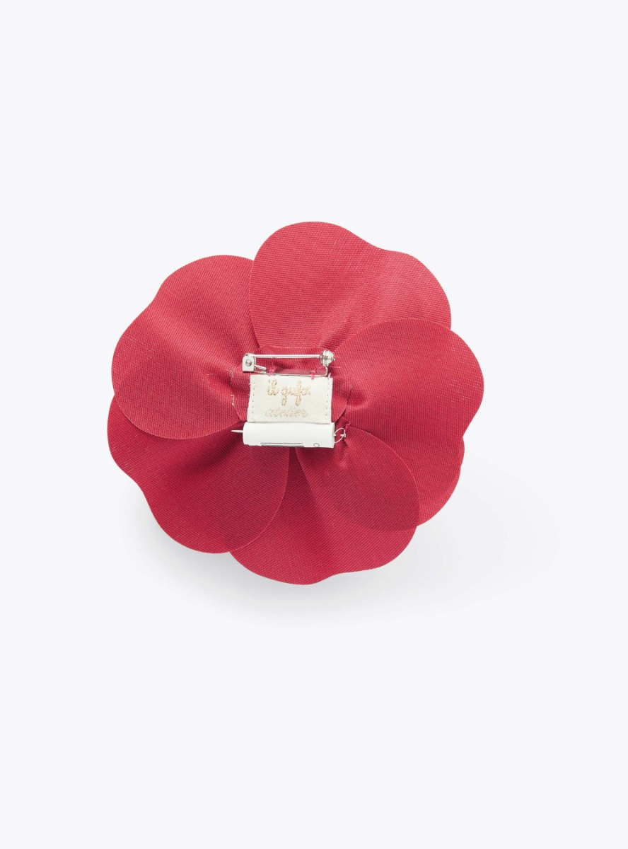 Spilla a fiore in mikado - Rosso | Il Gufo
