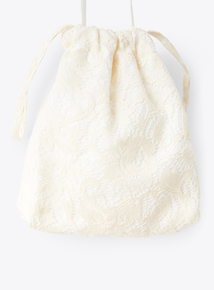 Drawstring bag in lace - White | Il Gufo