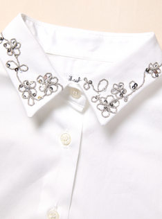 Shirt with floral embroidery and sequins - White | Il Gufo
