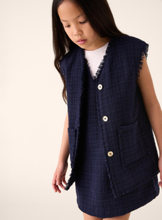 Long tweed vest - Blue | Il Gufo