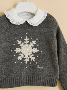 Wool sweater with snowflake design - Grey | Il Gufo