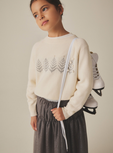 Wool sweater with embroidery and rhinestones - White | Il Gufo