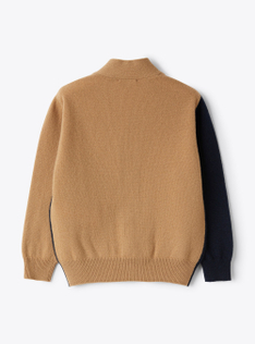 Merino-wool colour-block cardigan - Blue | Il Gufo