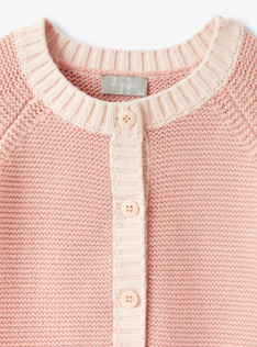 Colour-block cardigan in cotton - Pink | Il Gufo