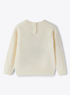 White wool sweater with teddy bear - White | Il Gufo