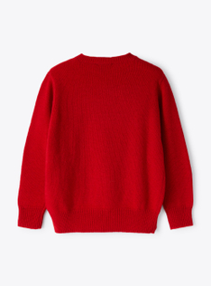 Red wool sweater with teddy bear - Red | Il Gufo