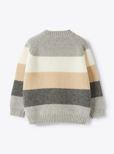 Merino sweater with stripes - Beige | Il Gufo