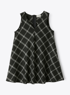 Sleeveless dress in checked technowool - Black | Il Gufo