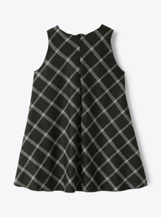 Sleeveless dress in checked technowool - Black | Il Gufo