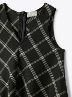 Sleeveless dress in checked technowool - Black | Il Gufo