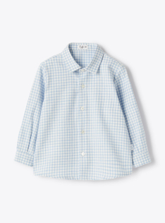 Flannel shirt with check pattern - Light blue | Il Gufo