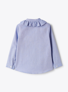 Camicia con collo volant - Blu | Il Gufo