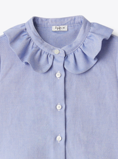 Camicia con collo volant - Blu | Il Gufo