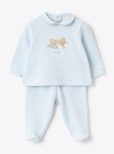 Ensemble deux pièces en molleton stretch - Bleu clair | Il Gufo