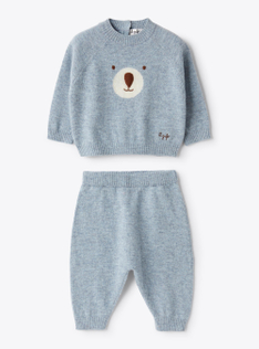 Wool two-piece set - Light blue | Il Gufo