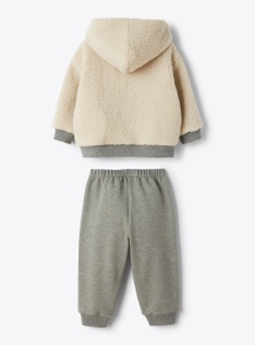 Fleece and curly fabric set - Brown | Il Gufo