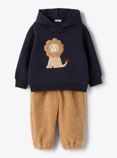 Fleece and curly fabric set - Blue | Il Gufo