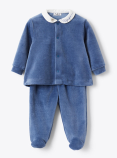 Tutina due pezzi in ciniglia - Blu | Il Gufo