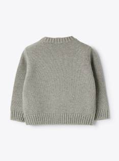 Maglione in cotone organico con orso - Grigio | Il Gufo