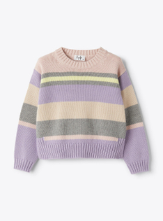 Organic cotton striped sweater - Grey | Il Gufo